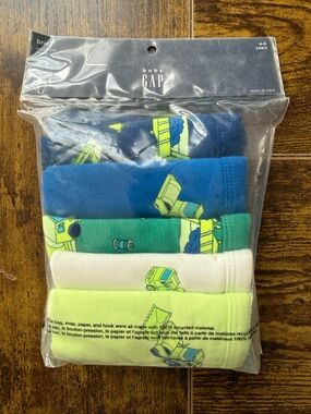 Kids Construction Breifs - Pack of 5 (Green, Blue, White, Neon Yellow)